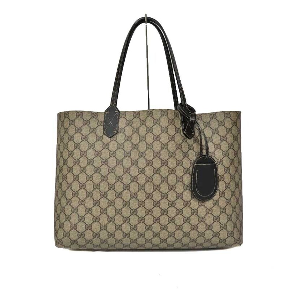 GUCCI Reversible Tote Bag GG Supreme Canvas Black